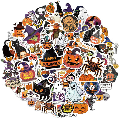 100 Pcs Halloween Stickers Vinyl Waterproof Bulk Laptop Stickers Halloween Party Favors Best Choice for Halloween Classroom Crafts & Halloween Party Decoration