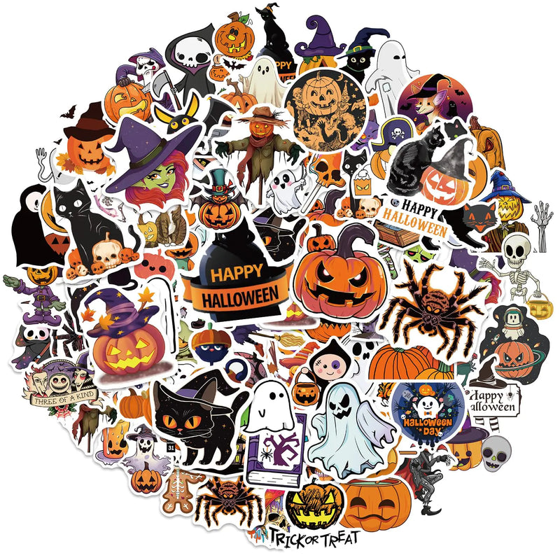 100 Pcs Halloween Stickers Vinyl Waterproof Bulk Laptop Stickers Halloween Party Favors Best Choice for Halloween Classroom Crafts & Halloween Party Decoration