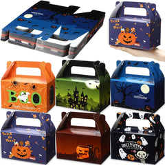 36 Pack Halloween Treat Box Halloween Goodie Boxes Treat Boxes Halloween Boxes Container Halloween Cookie Cupcake Snack Box with Handle Party Favor Box